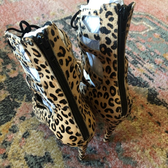 Jeffrey Campbell X Free People Leopard Hierro Lace-up Heel Size 10 - Picture 6 of 9